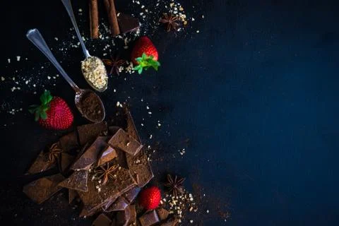 Culinary concept with different types of chocolate Stock Photos