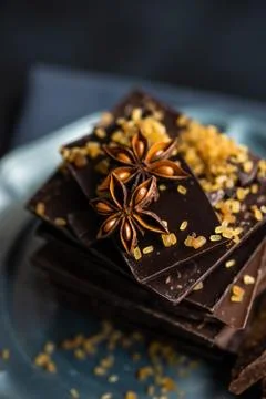 Culinary concept with different types of chocolate Stock Photos