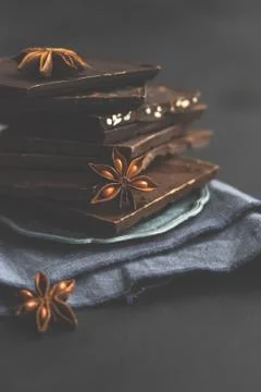 Culinary concept with different types of chocolate Stock Photos