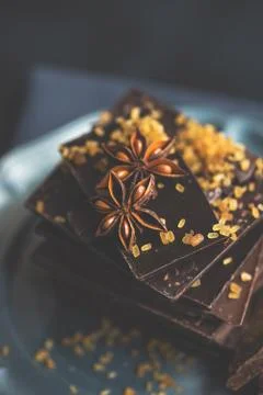 Culinary concept with different types of chocolate Stock Photos