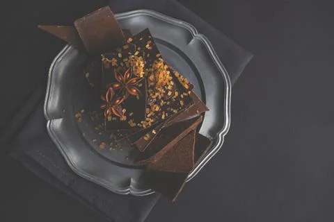 Culinary concept with different types of chocolate Stock Photos