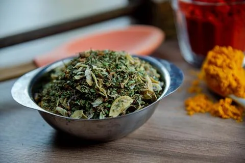 Culinary condiment based on ground oregano Stock Photos