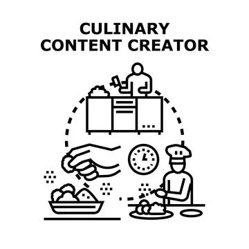 Culinary content creator making delicious food dishes Stock Illustration