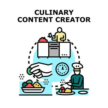 Culinary content creator making delicious food dishes Stock Illustration