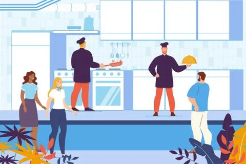 Culinary Cooking Course on Restaurant Kitchen Stock Illustration