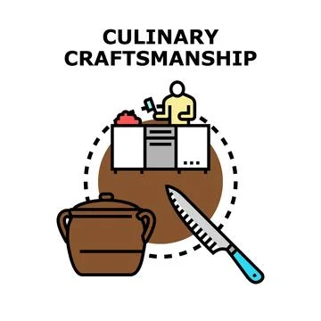 Culinary craftsmanship concept line drawing cooking skill Stock Illustration