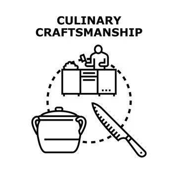 Culinary craftsmanship concept line drawing cooking skill Stock Illustration