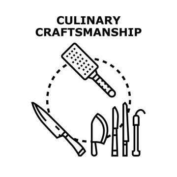 Culinary craftsmanship with diverse kitchen implements and knife set Stock Illustration