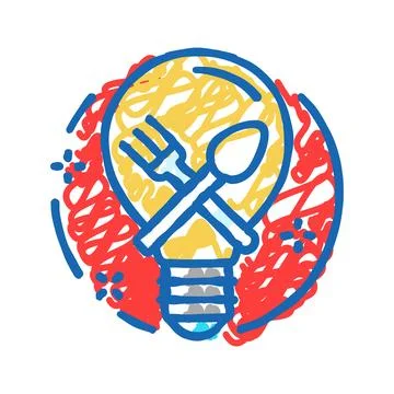 Culinary creativity restaurant chef icon doodle illustration Stock Illustration