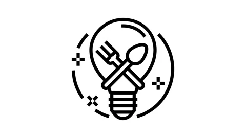 Culinary creativity restaurant chef line icon animation Video stock 326131158