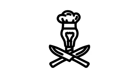 Culinary creativity restaurant chef line icon animation Video stock 326754289