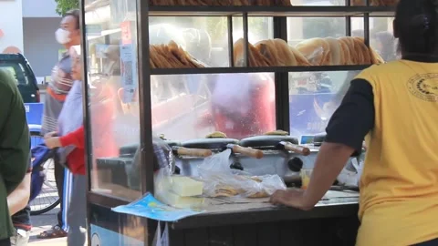 Culinary crepes stand sells Stock Footage 287326137