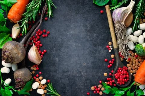 Culinary dark background Stock Photos