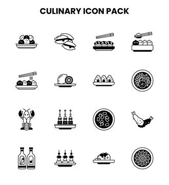 Culinary DuoTone Bundle Icons Pack Stock Illustration