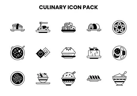 Culinary DuoTone Bundle Icons Pack Stock Illustration