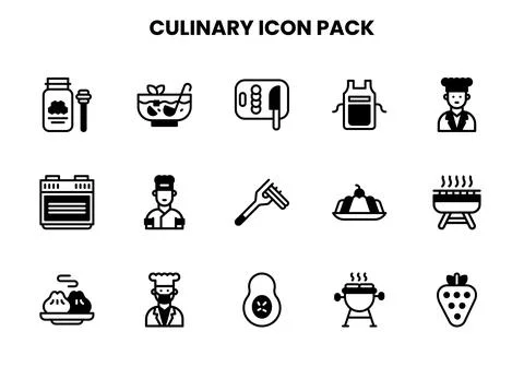 Culinary DuoTone Design Icons Pack Stock Illustration