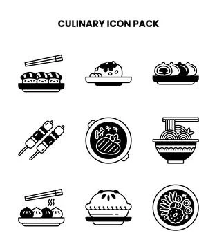 Culinary DuoTone Design Icons Pack Stock Illustration