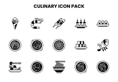 Culinary DuoTone Graphics Icons Pack Stock Illustration
