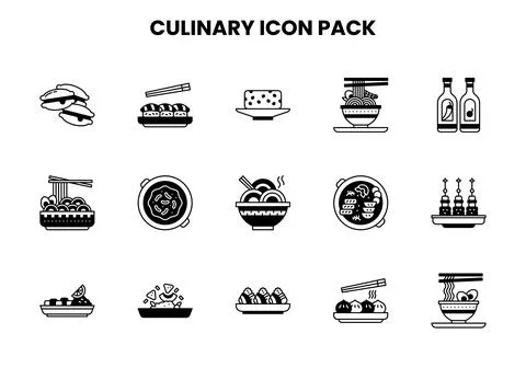 Culinary DuoTone UI Icons Pack Stock Illustration