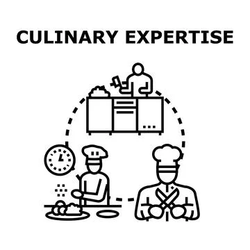 Culinary expertise concept with professional chefs cooking food Stock Illustration