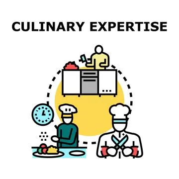 Culinary expertise concept with professional chefs cooking food Stock Illustration