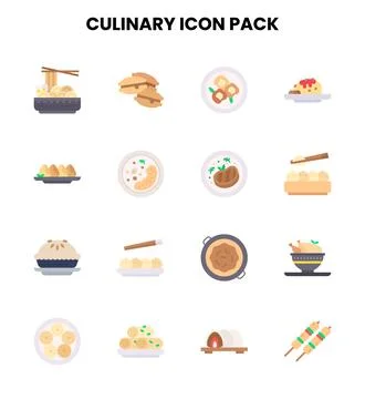Culinary Flat Bundle Icons Pack Stock Illustration