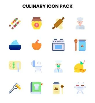 Culinary Flat Collection Icons Pack Stock Illustration