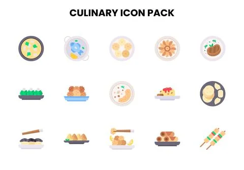 Culinary Flat Collection Icons Pack Stock Illustration