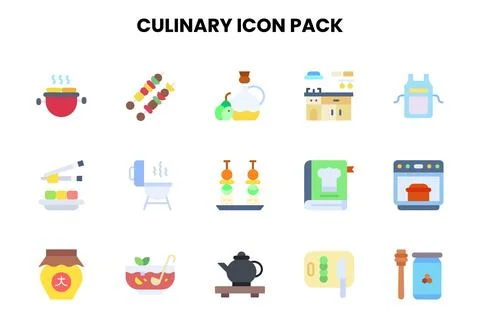 Culinary Flat Icons Pack Stock Illustration