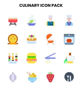 Culinary Flat Vector Icons Pack Stock Illustration