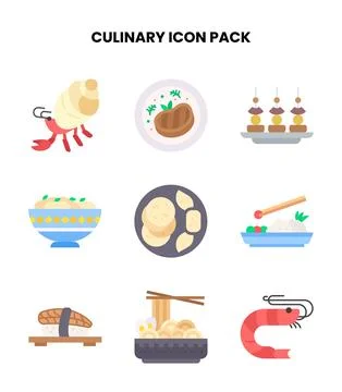 Culinary Flat Vector Icons Pack Stock Illustration
