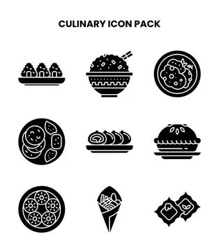 Culinary Glyph Bundle Icons Pack Stock Illustration