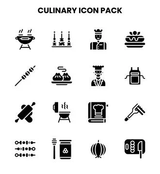 Culinary Glyph Icons Pack Stock Illustration