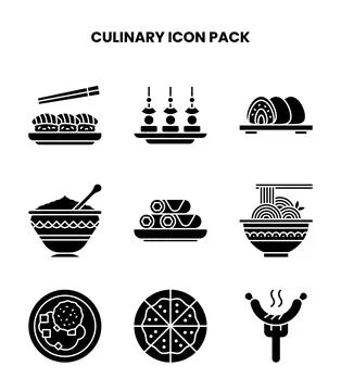 Culinary Glyph Icons Pack Stock Illustration