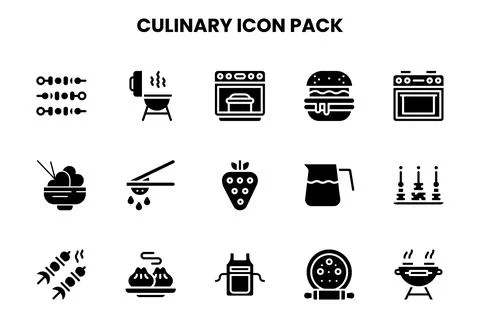Culinary Glyph Scalable Icons Pack Stock Illustration