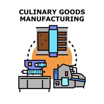 Culinary goods manufacturing process automation illustration Stock Illustration