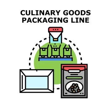 Culinary goods packaging line automating food production Stock Illustration