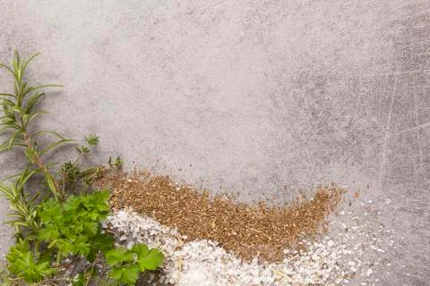 Culinary herbs background. Stock Photos