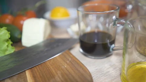 Culinary ingredients on the table. Close up scene. Slider shot Stock Footage 169744336