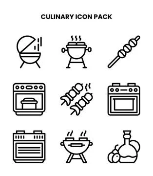 Culinary Line Bundle Icons Pack Stock Illustration