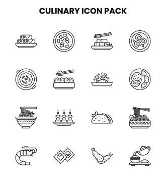 Culinary Line Design Icons Pack Stock Illustration