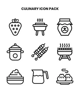 Culinary Line Design Icons Pack Stock Illustration