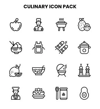 Culinary Line Design Icons Pack Stock Illustration