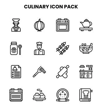 Culinary Line Graphics Icons Pack Stock Illustration