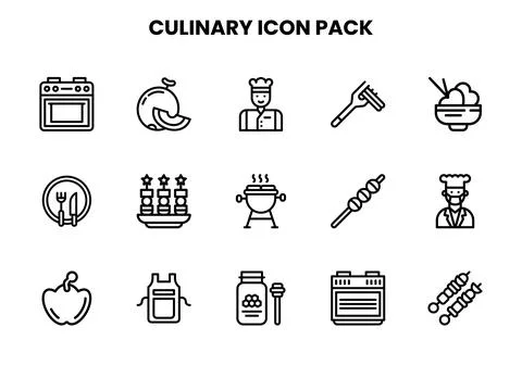 Culinary Line Graphics Icons Pack Stock Illustration