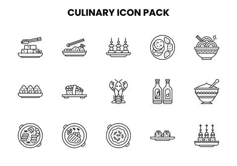 Culinary Line Scalable Icons Pack Stock Illustration