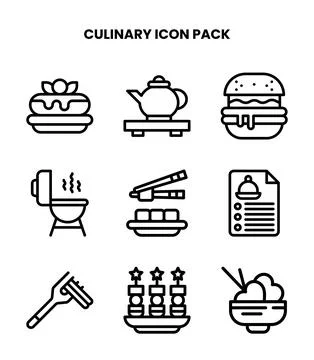 Culinary Line Set Icons Pack Stock Illustration