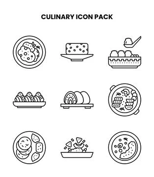 Culinary Line UI Icons Pack Stock Illustration