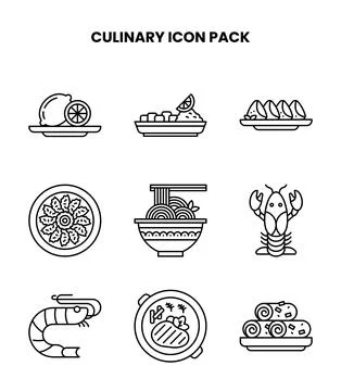 Culinary Line UI Icons Pack Stock Illustration