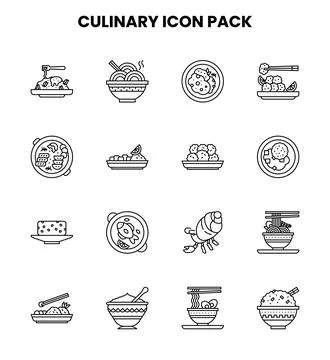 Culinary Line UI Icons Pack Stock Illustration